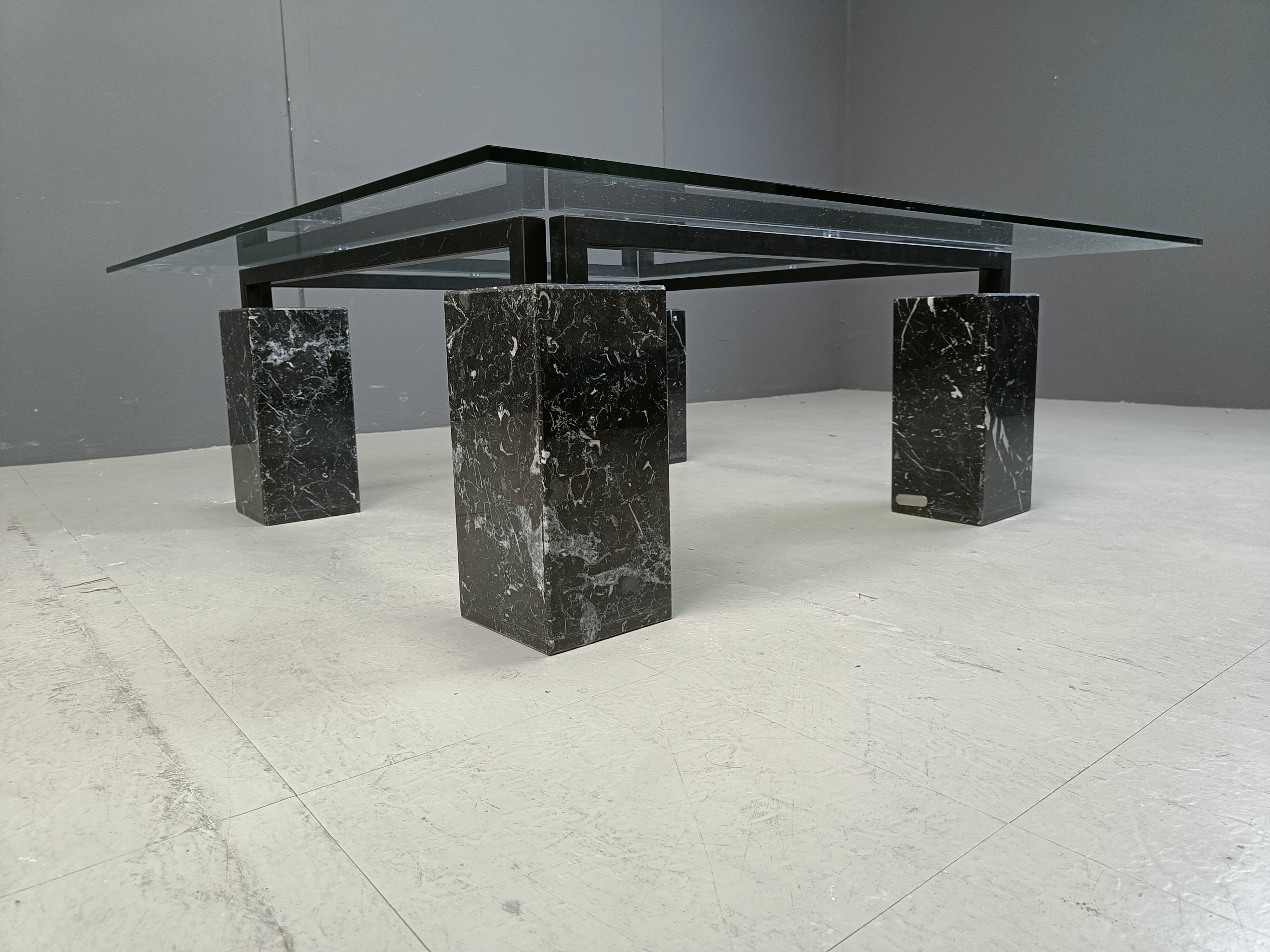 Vintage black marble coffee table by Artedi, 1970s
