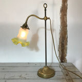 Yellow brass and opaline lamp