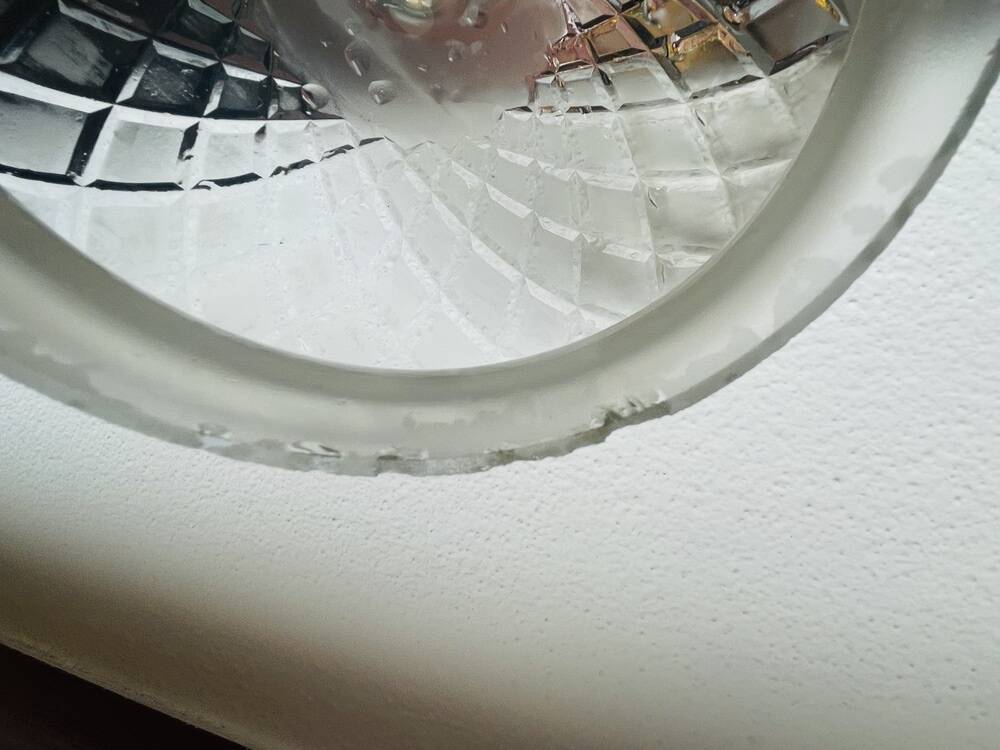 Ornate glass and brass wall or ceiling lamp