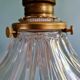 Suspension Art Déco en verre rainuré transparent, Holophane, 1920-30 