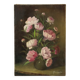 Pink Flowers Still Life Colorful Painting Signed 35x25cm