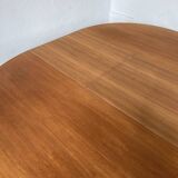 Scandinavian round teak table with extension