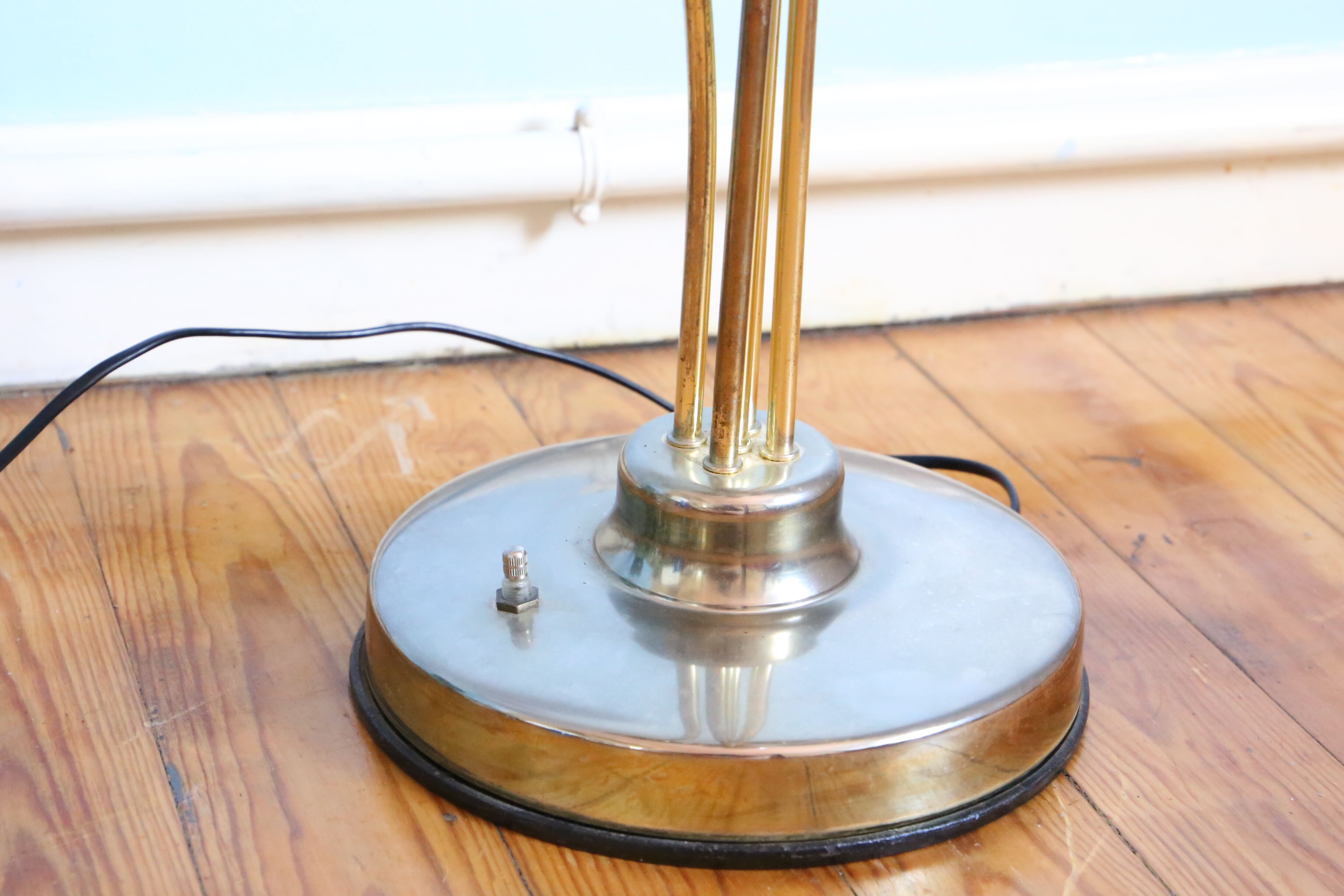 Lotus lamp, glass and brass, mid-century