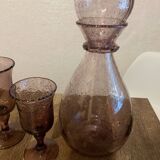 Biot bubble glass service, amethyst, handmade and mouth blown.