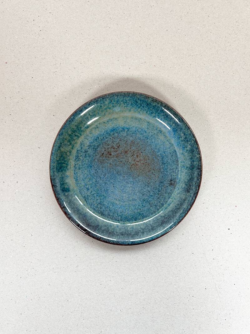 Small blue ceramic plate Signed JYL - Jean Yves Lemonnier