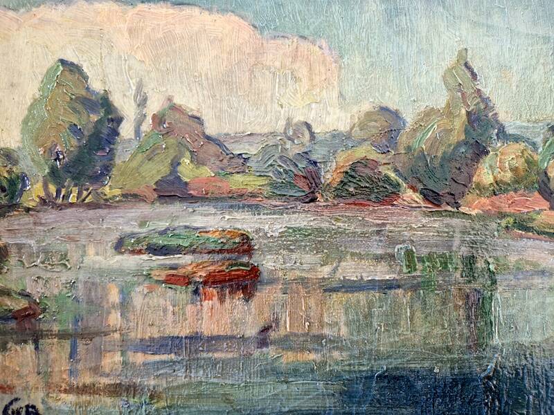 Georges Albert CYR (1880-1964) - Oil on canvas - "Lacustrine landscape" - Signed lower left