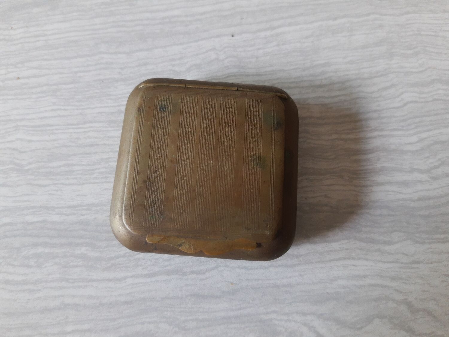 Vintage antique brass square pillbox