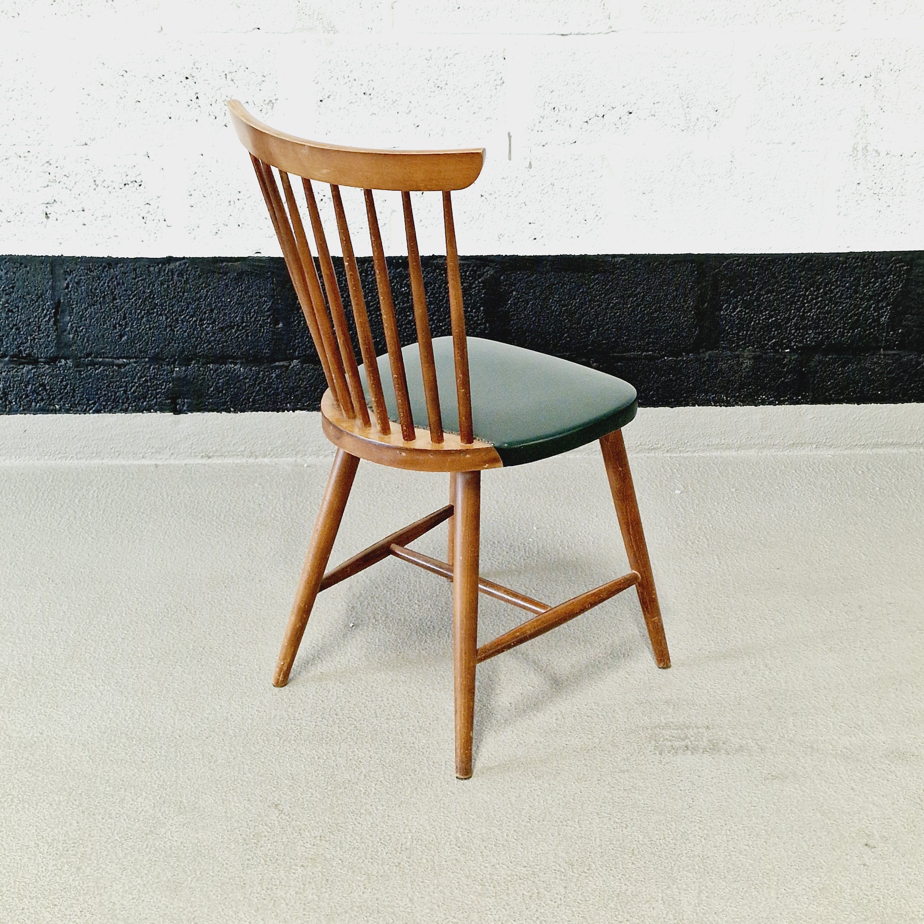 6 scandinavian wood & vinyl chairs, 1960s