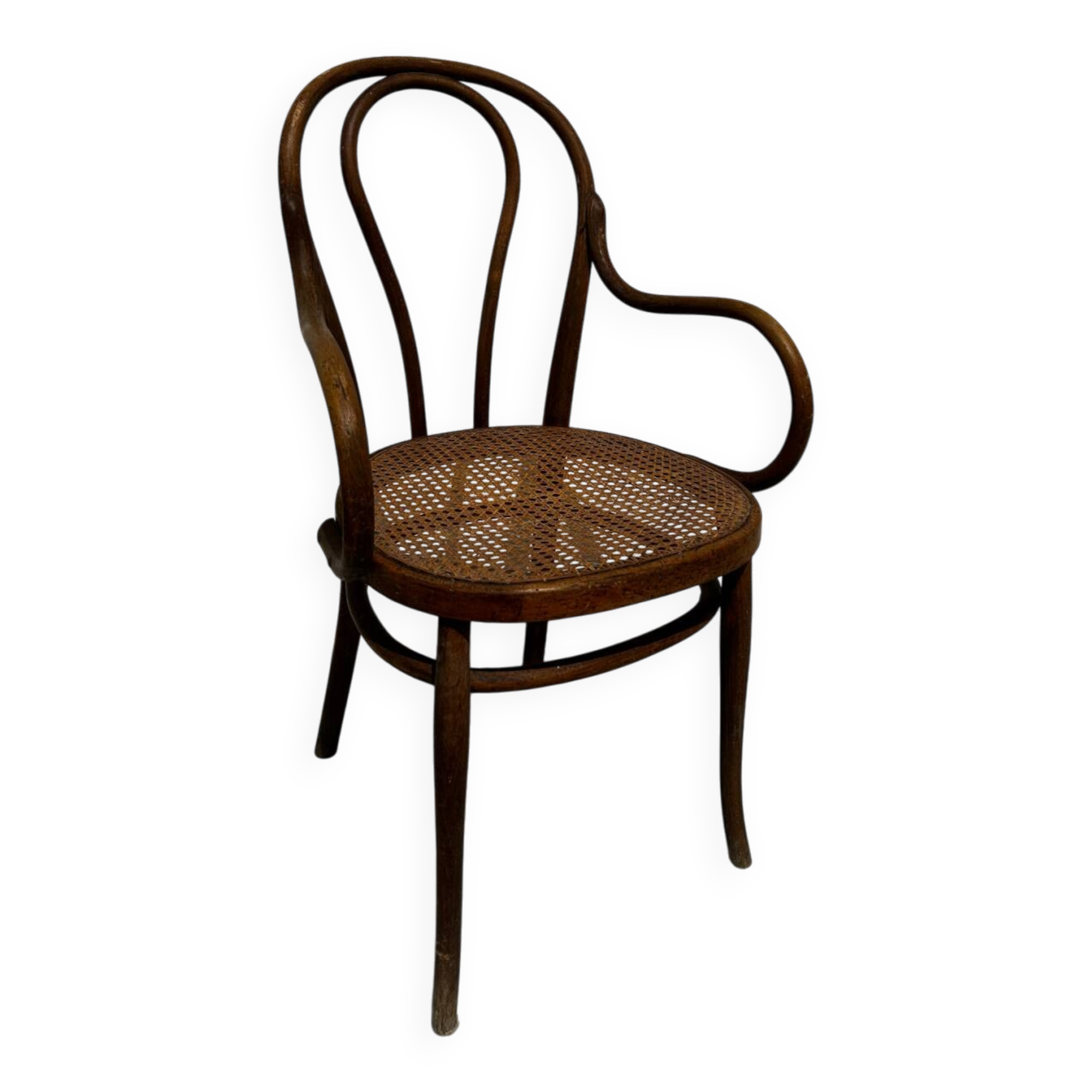 Fauteuil Thonet bois courbé et cannage – modèle bistrot