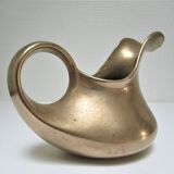 Stylized sculptural solid brass vase with handle