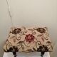 Antique footrest stool in wood and fabric