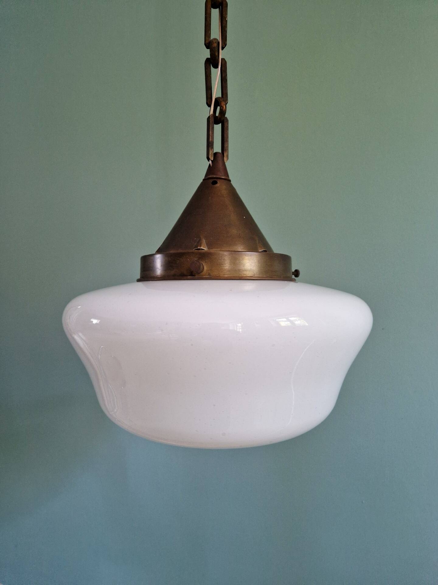 Art Deco suspension in white opaline, 1920s