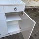 White, glossy lacquered wooden chest of drawers from the 1980s