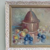 Huile sur toile suédoise vintage du milieu du siècle