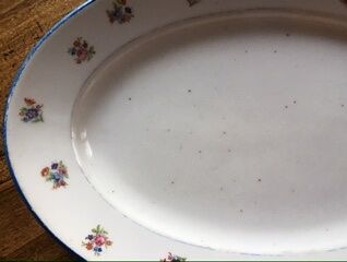 Ancient dish, oval porcelain.