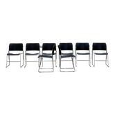 Ensemble de 8 chaises par David Rowland (en métal noir)