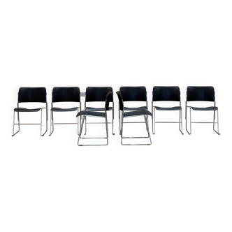 Set Of 8 Chairs By David Rowland (In Black Metal)