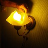 2 wall lights, opaline lampshade 1960/1970