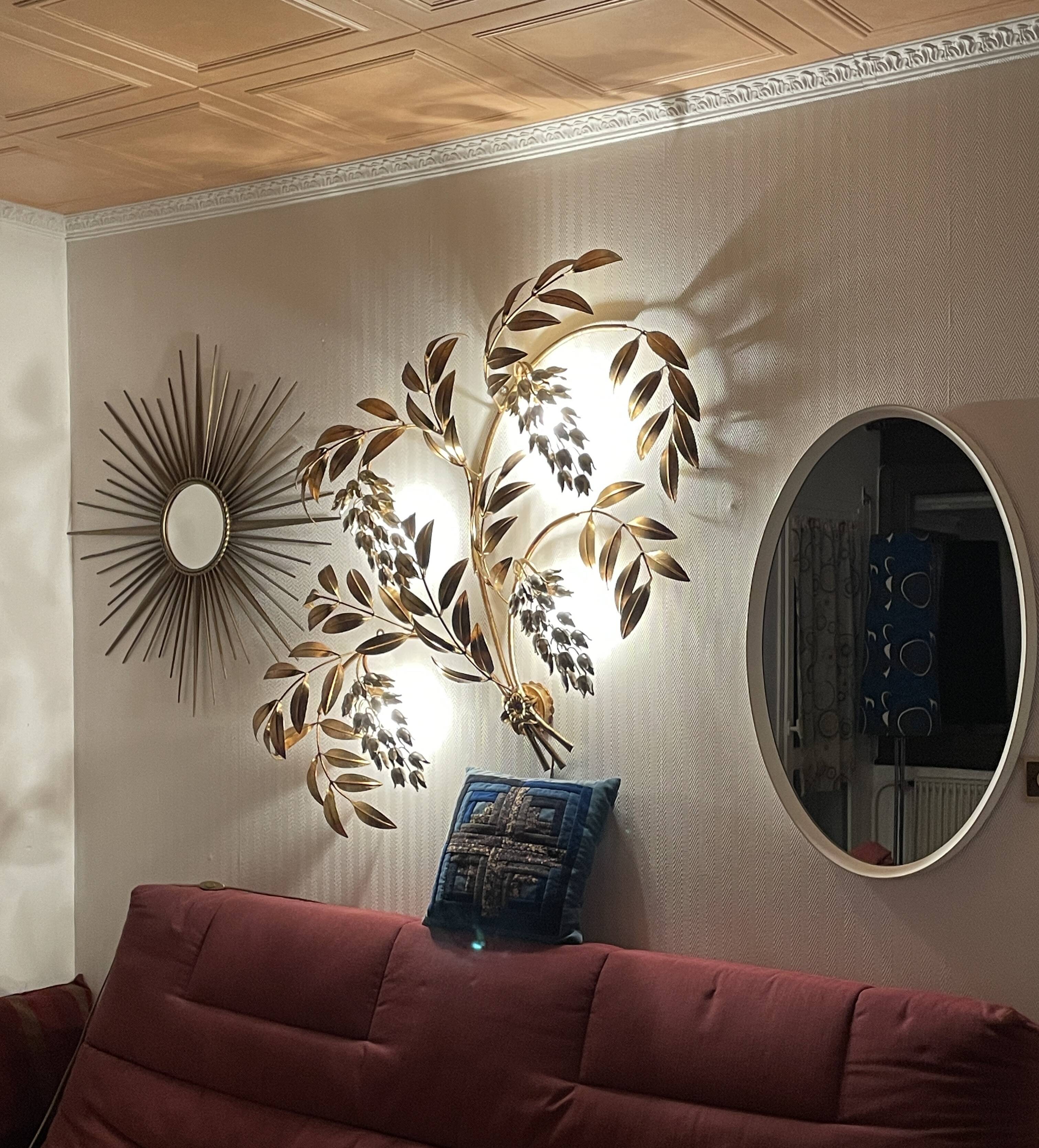 Pioggia D'Oro Wall Lamp in Gold Metal by Hans Kögl, Italy, 1970s