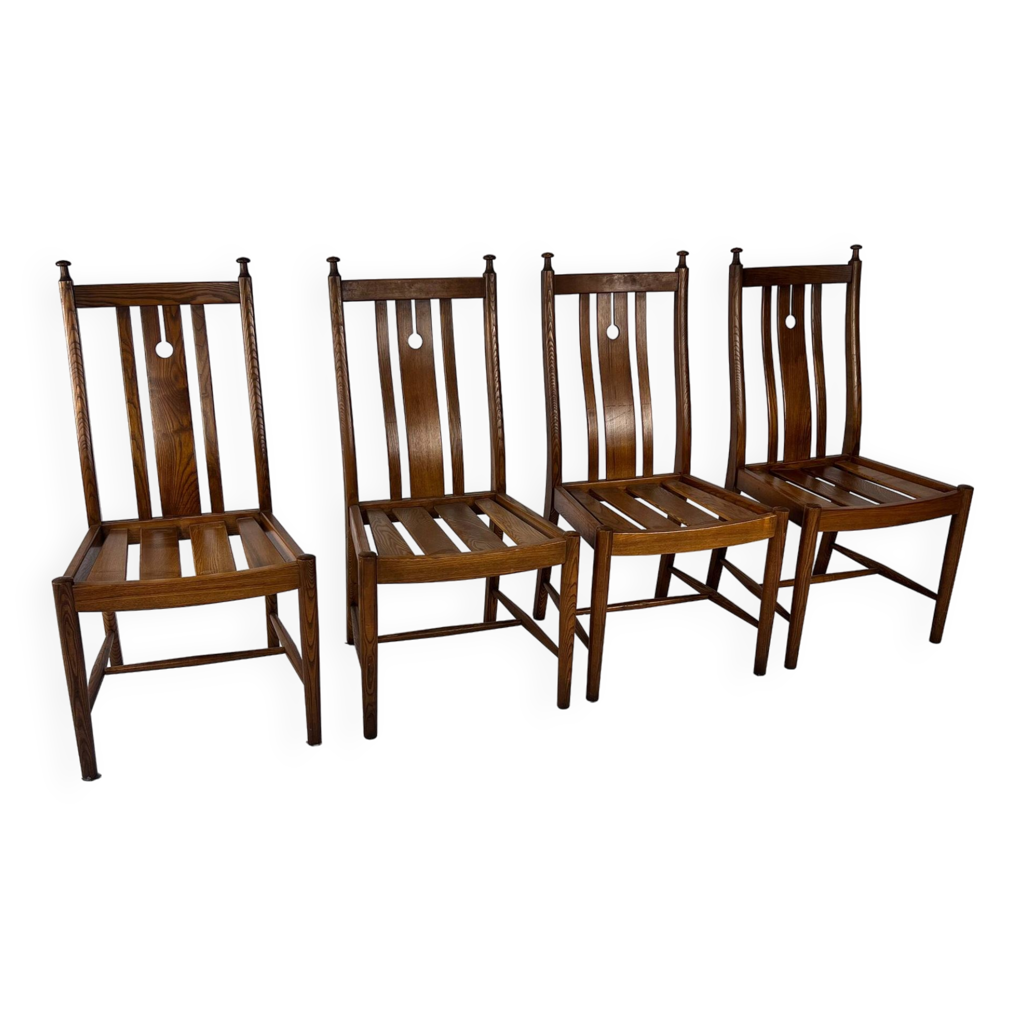 Set of 4 Oak Dining Chairs by Ercol, 1980s