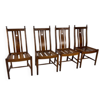 Ensemble de 4 chaises de salle à manger en chêne par Ercol, 1980s