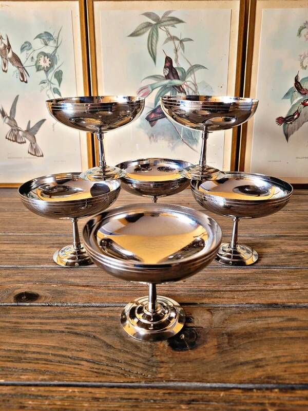 Letang Rémy: 6 large stainless steel bowls for ice cream / dessert / aperitif.