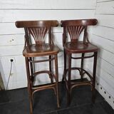 Paire de tabourets de bar à dossier