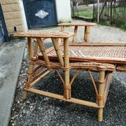Vintage armchair lounge chair in rattan art deco with footrest and adjustable
