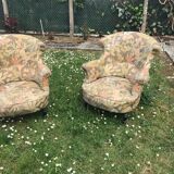 2 19th century toad armchairs