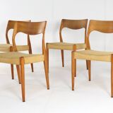 Ensemble de 4 eetkamerstoelen Fristho team naar Niels O Moller modèle 71
