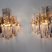 Pair of venini wall lamps, 3 levels, murano glass, italy, 1970