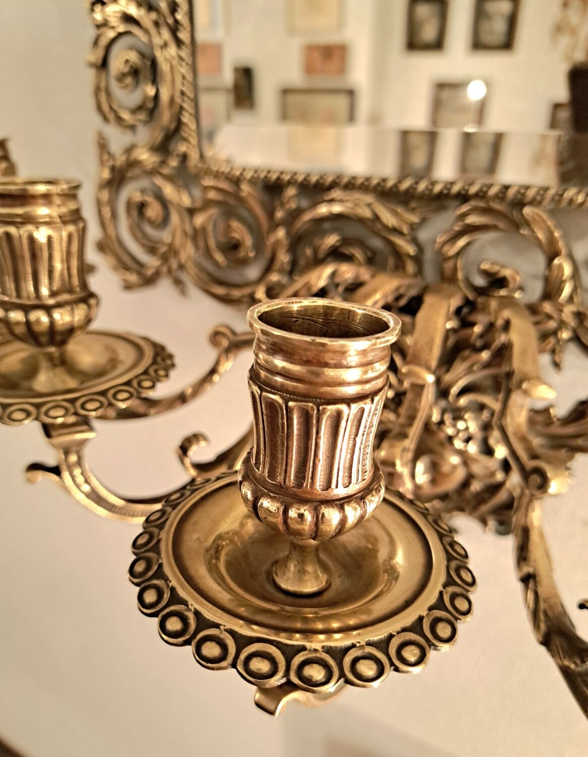 Paire d'appliques miroirs XIXème en bronze