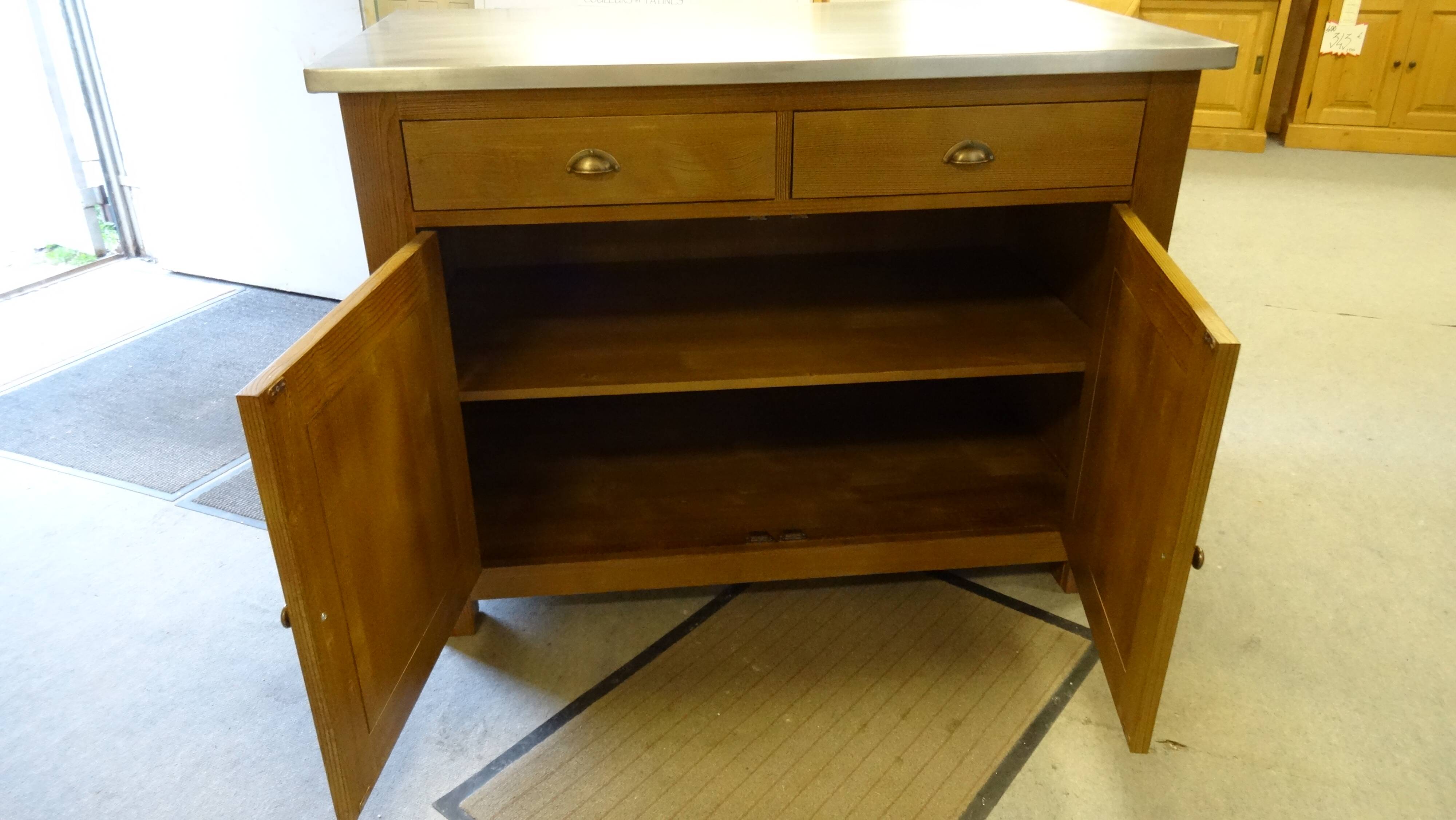 solid wood sideboard, metal top: zinc
