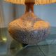 Pair of vintage Vallauris scarified seagrass stoneware lamps and rope lampshade