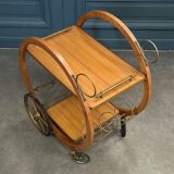 1960 curved wood bar serving trolley table