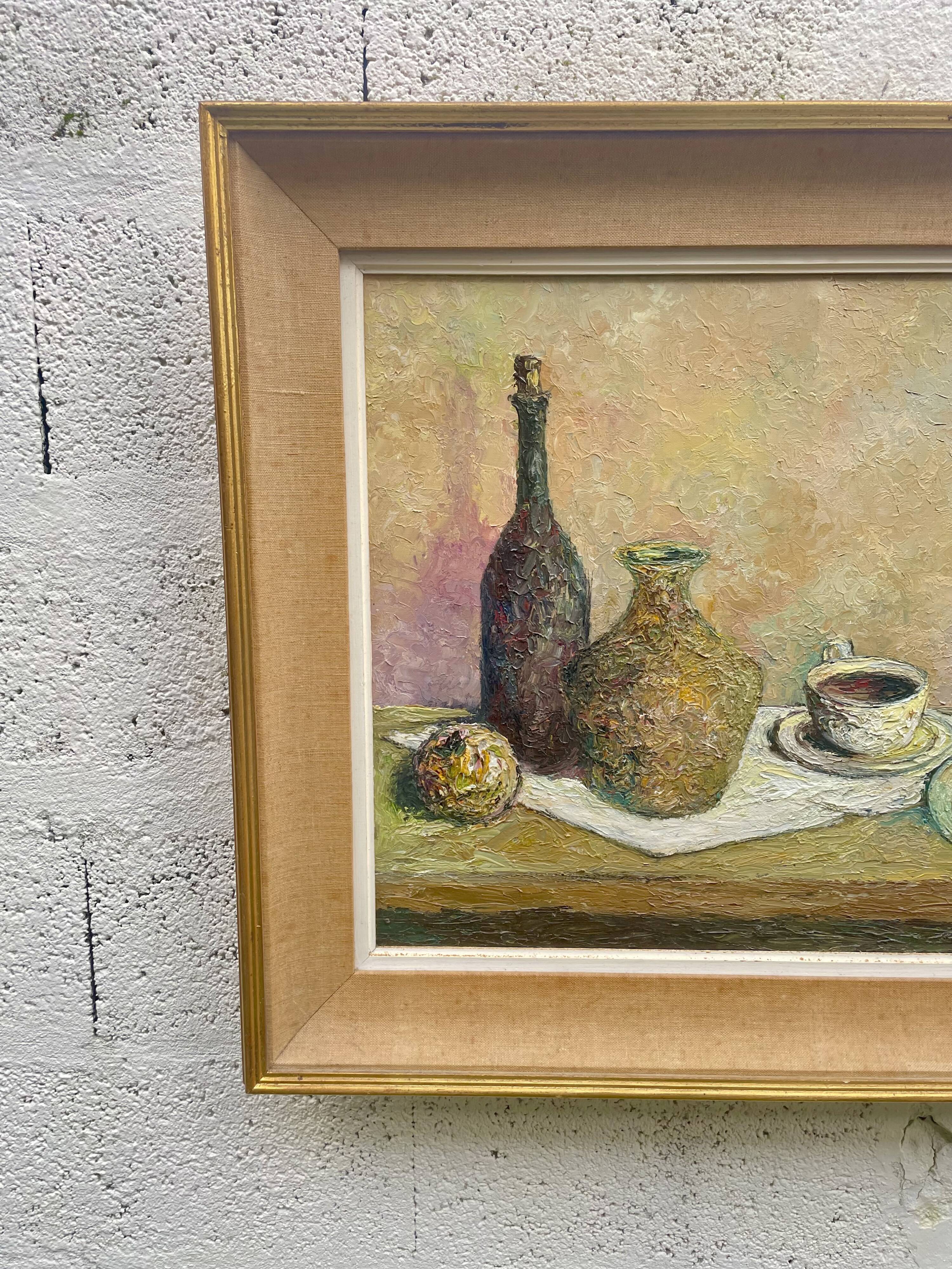 Peinture à l’huile signée Milieu du siècle