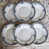 6 vintage ironstone dinner plates – Andrinople series - Moulin des Lou