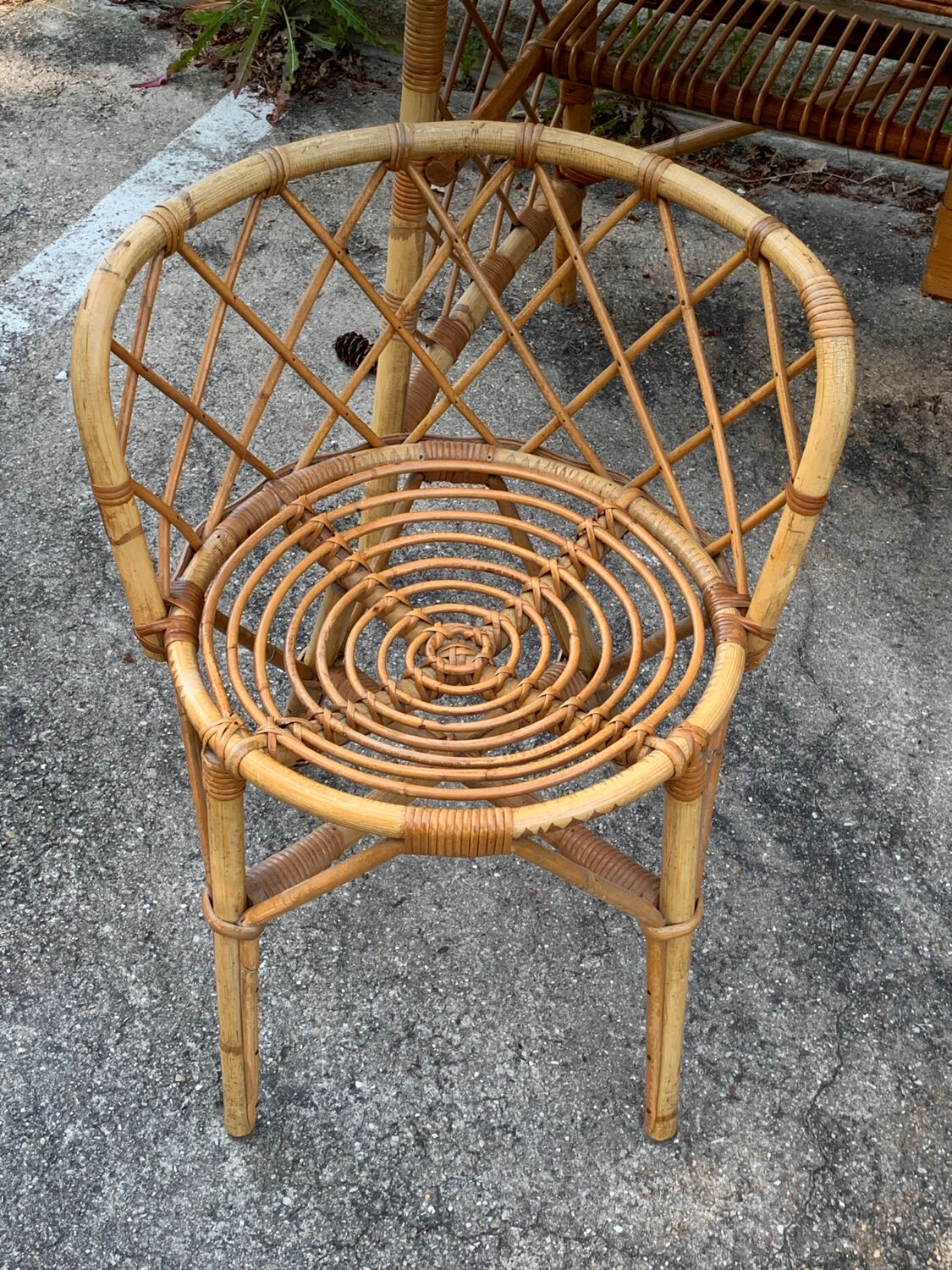 Rattan desk and chair 1960