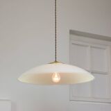 Mid-Century Italian Saucer Glass and Brass Pendant Lamp