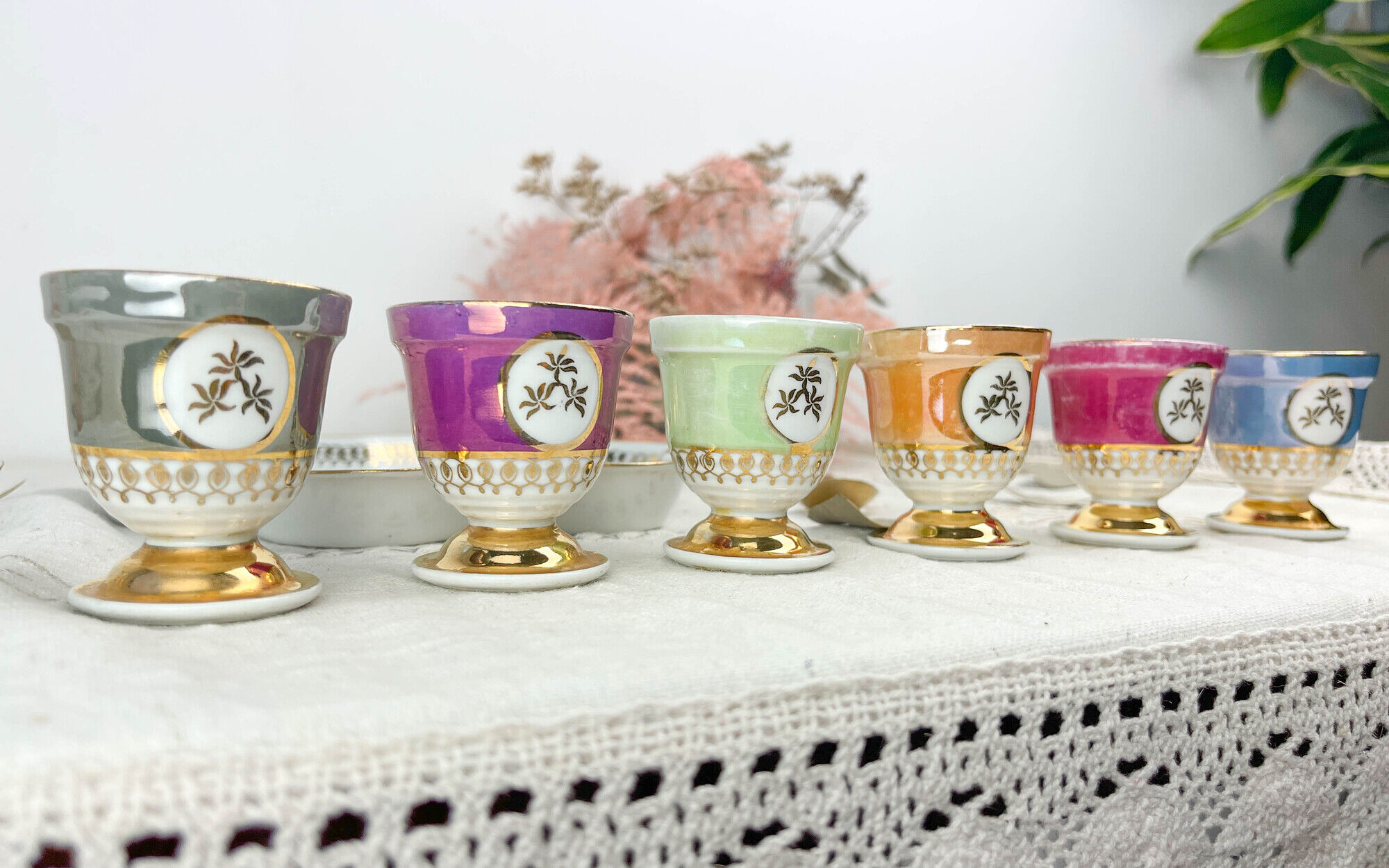 Set de 6 coquetiers vintage en porcelaine de limoges