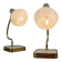 Set of 2 Vintage Mid-Century Table Lamps With Brass Stems And White Shades
