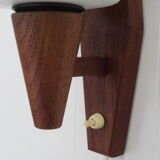 Scandinavian wall lamp in teak and opaline