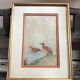 Old painting drawing watercolor duck view + vintage golden frame