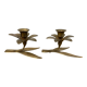 Pair of brass flower candlesticks
