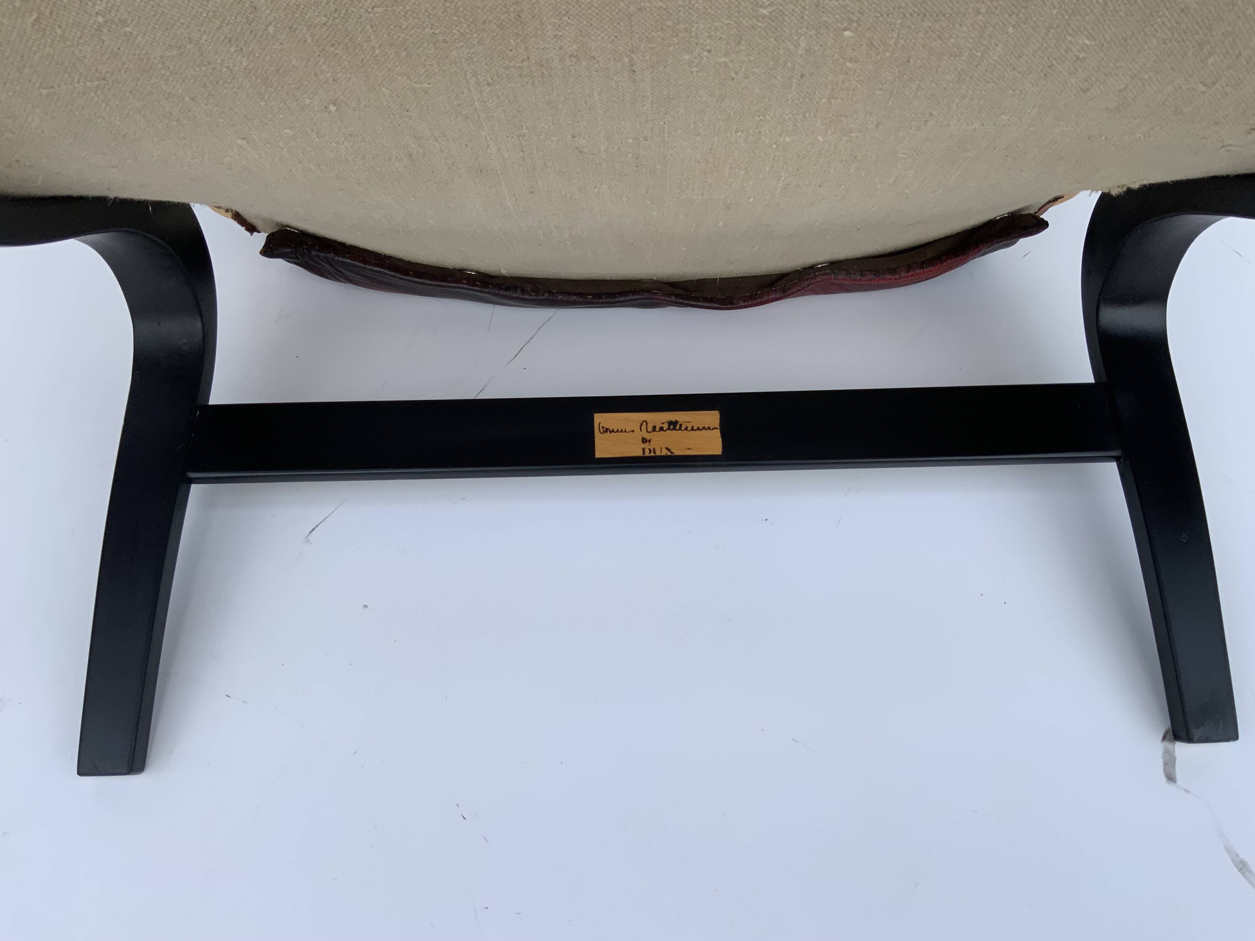 Vintage Pernilla 69 Armchair by Bruno Mathsson for Dux In Oxblood Leather