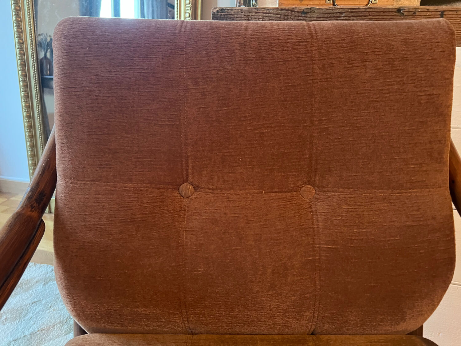 Vintage 70s velvet rattan set.