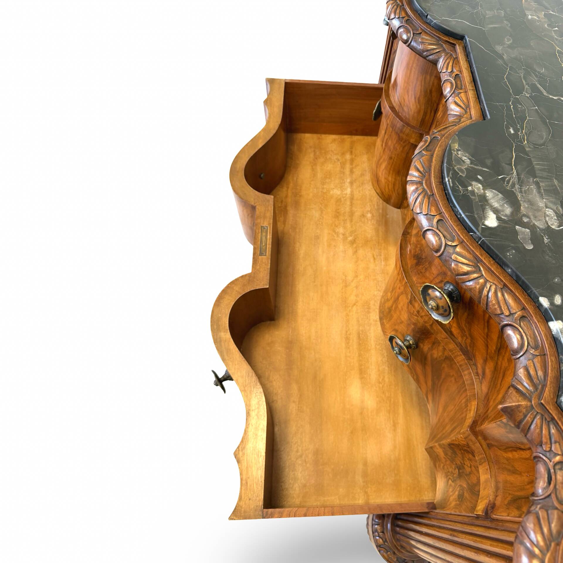 antique walnut serpentine commode