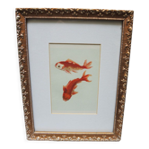 Ancienne lithographie encadrée : poissons rouges