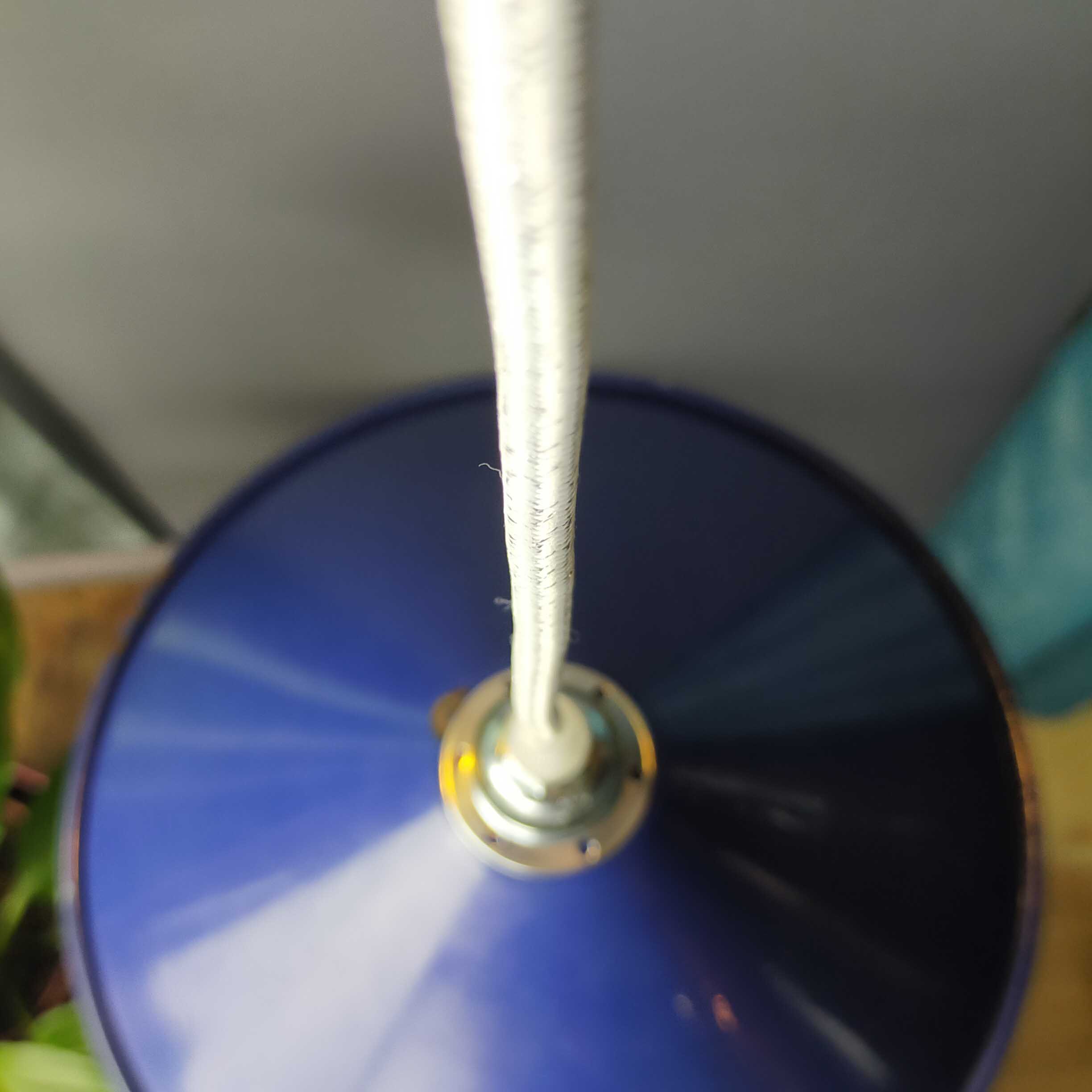 Vintage blue enamelled sheet metal suspension