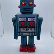 Robot ancien - métal/tôle peint - style tin toys - vintage